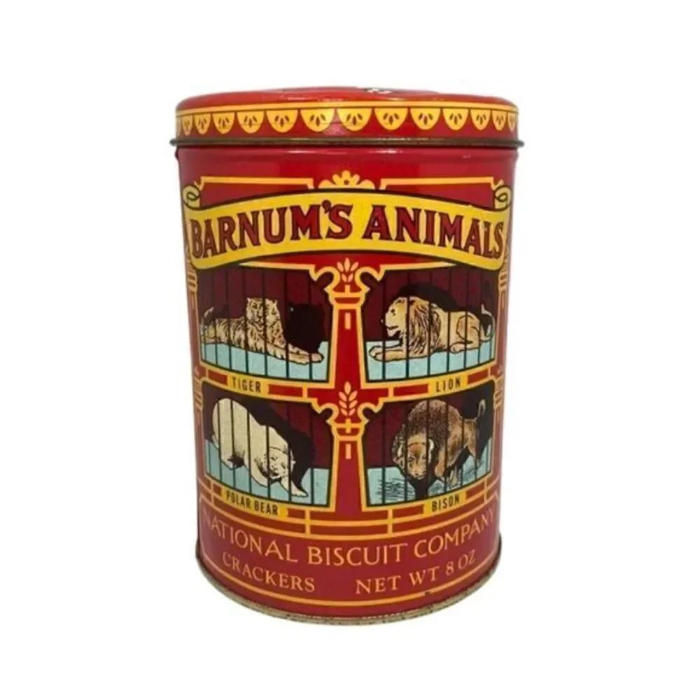 Vintage 70s Nabisco Barnums Animal Crackers 1914 Replica Tin Can